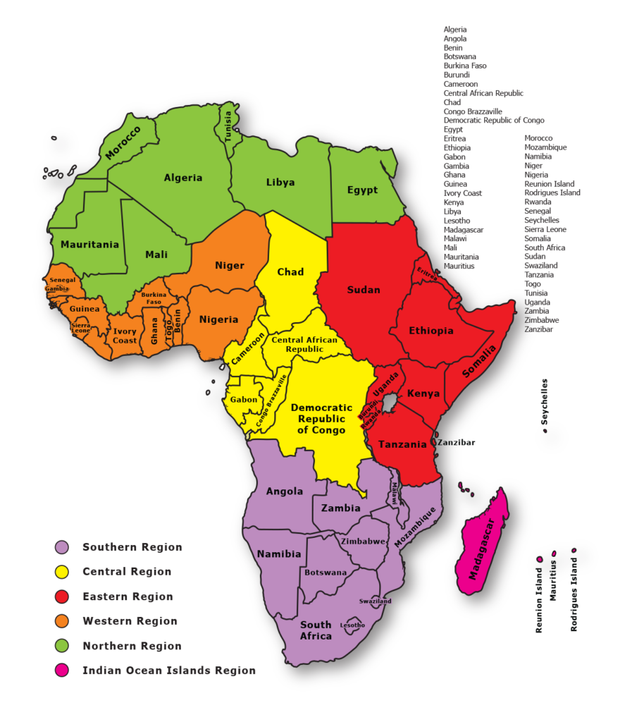 Regions Of Africa Map Southern Africa Map High Resolution Stock