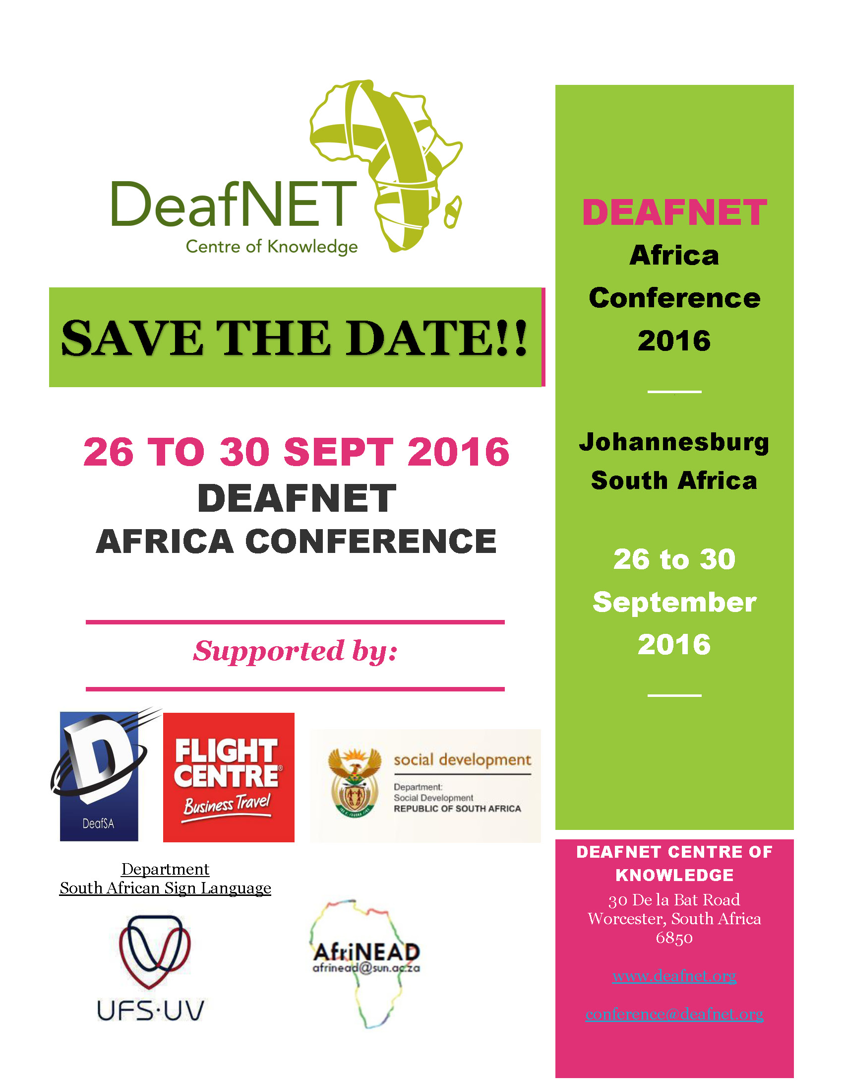 deafnet-save the date - africa conference